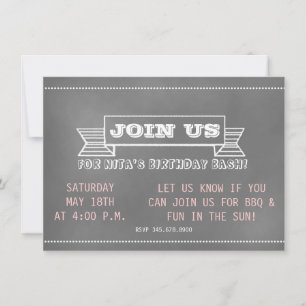 Convite para banner de quadro chalkboard