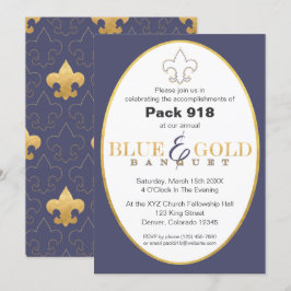 Convite para Banquetes Azul e Dourado