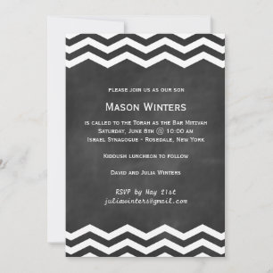 Convite para Bar Chalkboard Chevron Mitzvah
