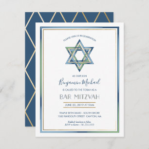 Convite para Bar de Menino Mitzvah; Estrela de Dav
