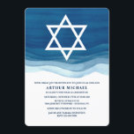 Convite para Bar de Ondas Azuis Mitzvah<br><div class="desc">Convide todos para esta ocasião especial com este belo convite da Onda Azul. Vetor de fundo criado por freepik - www.freepik.com). () A placa é fácil de personalizar com o seu texto, fonte, cor da fonte, opções de forma de papel e escolha de seis tipos de papel.() Não exatamente o...</div>