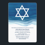 Convite para Bar de Ondas Azuis Mitzvah<br><div class="desc">Convide todos para esta ocasião especial com este belo convite da Onda Azul. Vetor de fundo criado por freepik - www.freepik.com). () A placa é fácil de personalizar com o seu texto, fonte, cor da fonte, opções de forma de papel e escolha de seis tipos de papel.() Não exatamente o...</div>