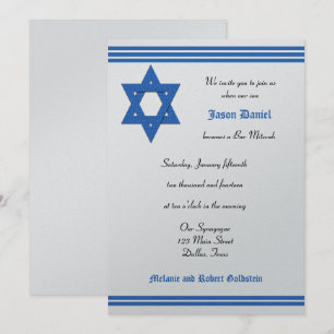 Convite para bar Mitzvah - Convite Metálico Silver