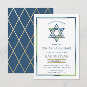Convite para bar Mitzvah - Estrela de David com Do