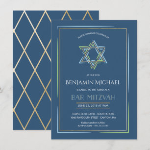 Convite para bar Mitzvah - Estrela de David com Do