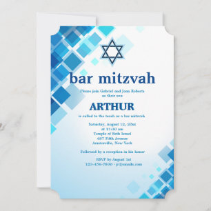 Convite para Bar Mitzvah Quadrado Brilhante