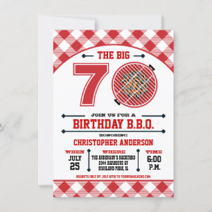 Convite para Barbecue de 70 Birthday