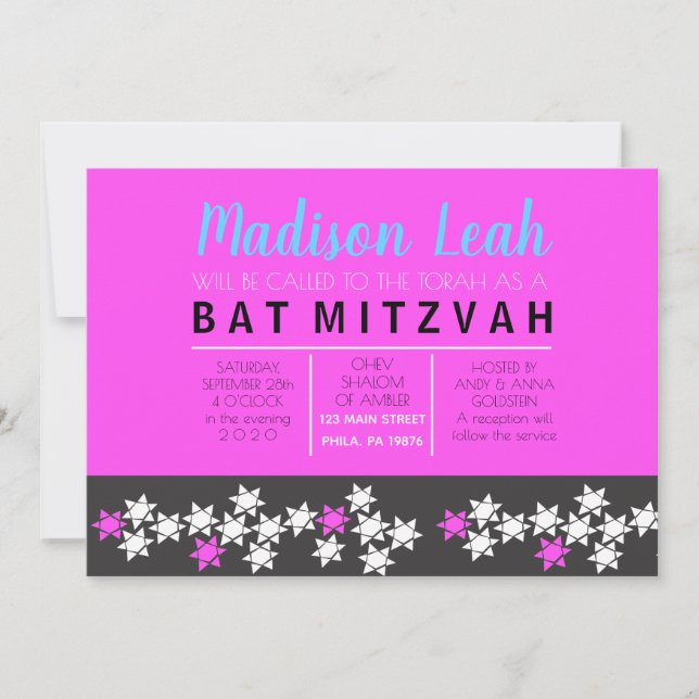 Convite para Bat Mitzvah, Bar de CRIAÇÃO (Frente)
