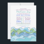 Convite para Bat Mitzvah, Bar de Onda BEACHY Ocean<br><div class="desc">Todos os meus designs são peças originais de trabalho de arte de um TIPO,  desenhadas por mim! Você só pode encontrá-los aqui! Sinta-se livre para me enviar um e-mail a qualquer momento em: Marlalove@hotmail.com</div>