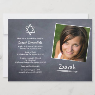 Convite para Bat Mitzvah Chalkboard