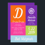 Convite para Bat Mitzvah Color Block<br><div class="desc">Este convite colorido é modesto e divertido,  com cores brilhantes e um roteiro lúdico. Personalize usando o formulário modelo. Acesse os menus avançados selecionando "personalizar mais",  onde você poderá alterar as fontes e o layout,  se desejar.</div>