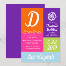 Convite para Bat Mitzvah Color Block