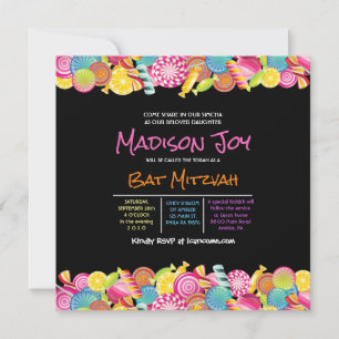 Convite para Bat Mitzvah, cor-de-rosa, da Universi