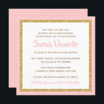 Convite para Bat Mitzvah, cor-de-rosa e Dourada<br><div class="desc">Este convite do Bat Mitzvah de tendência apresenta brilho falso cintilante em camadas sobre um fundo de cor sólida. Use o formulário modelo para adicionar suas próprias informações. O recurso "Personalizar" pode ser usado para alterar o estilo,  a cor e o layout da fonte.</div>
