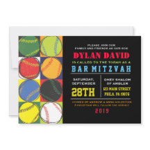 Convite para Bat Mitzvah de Testes de Baseball Ret