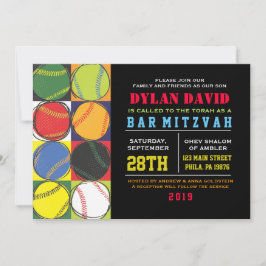 Convite para Bat Mitzvah de Testes de Baseball Ret