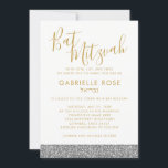 Convite para Bat Mitzvah, Dourado Glitter de Prata<br><div class="desc">A reluzente prateada e o convite para Bat Mitzvah dourado com espaço para um nome hebraico é moderno, mínimo, simples e moderno e elegante para a jovem sofisticada. ・ ・ ・ ・ ・ Clique em PERSONALIZAR MAIS para alterar fontes, texto e cores de fundo ou editar o design como quiser...</div>
