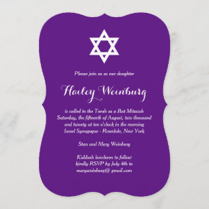 Convite para Bat Mitzvah Roxo Elegante