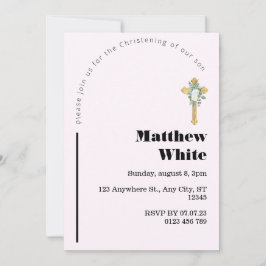 Convite para Batismo Cruzado Elegante | Mínimo mod