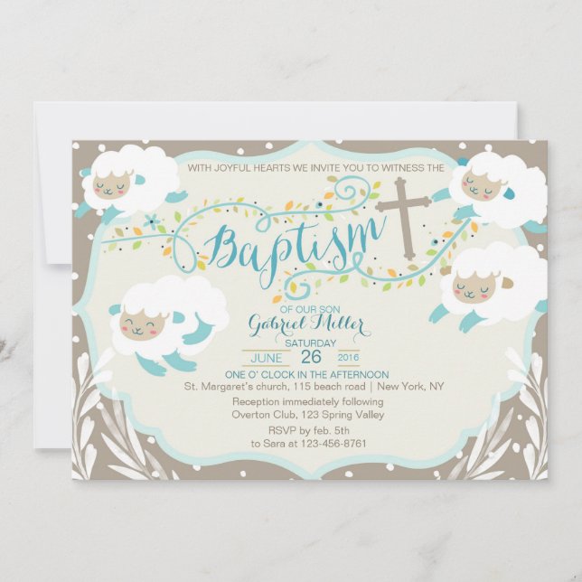 Convite para Batismo de Lamb (Frente)