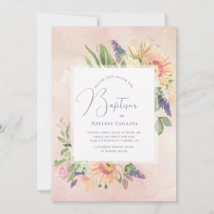 Convite para Batismo de Moldura e Cor-de-Rosa