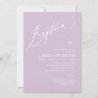 Convite para Batismo de Rapariga Roxa Moderna