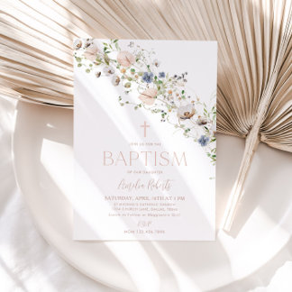 Convite para Batismo Floral de Flor Selvagem
