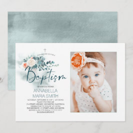 Convite para Batismo Fotográfico de Script Elegant
