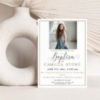 Convite para Batismo LDS de Fotografia Minimalista