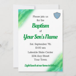 Convite para Batismo LDS Verde e Azul