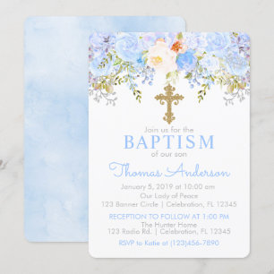 Convite para Batismo no Jardim Rosa Azul