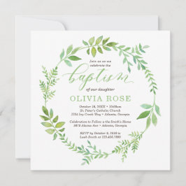 Convite para Batismo Verde por Wreath, BOHO