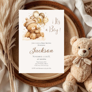 Convite para Bear Chá de fraldas Boy