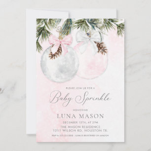 Convite para bebê de cor rosa de Natal