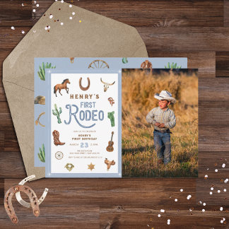Convite para Bebê Rodeio, Primeiro Aniversário do 