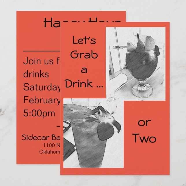 Convite para Bebidas Sociais em Hora Feliz (Frente/Verso)