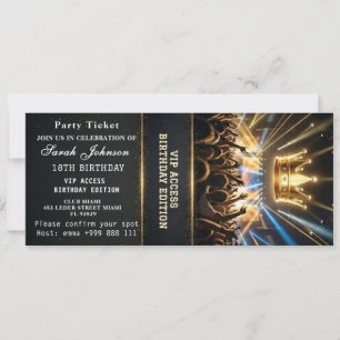 Convite para Bilhete de Aniversário VIP Black Gold