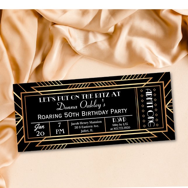 Convite para Bilhete de Festa dos Anos 20 Rugidore (Criador carregado)