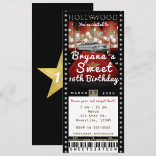 Convite para Bilhete de Festa VIP do Tapete Vermel