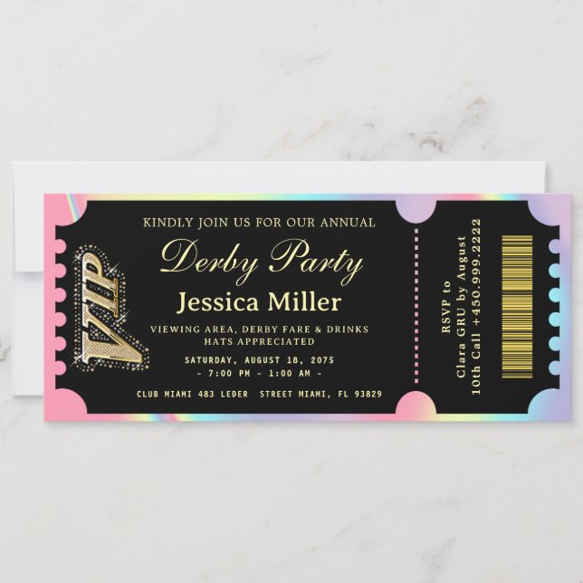 Convite para Bilhete VIP do Kentucky Derby (Frente)