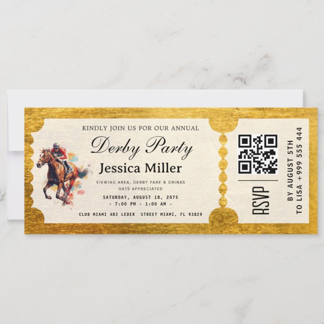 Convite para Bilhete VIP do Kentucky Derby (Frente)