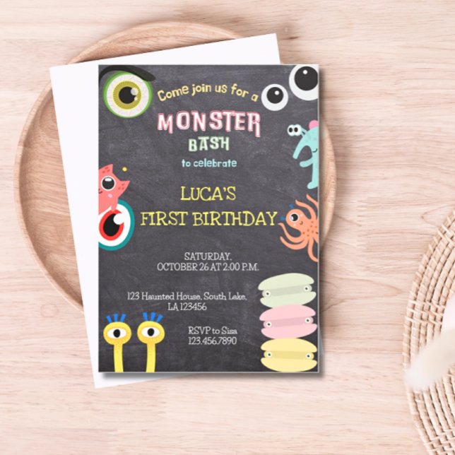 Convite para Blocos de Aniversário do Monstro (Monster Bash Birthday Invitation)