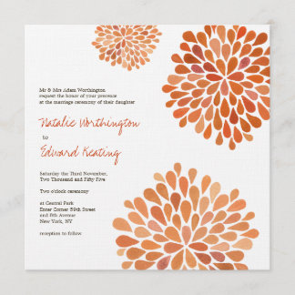 Convite para Blooms de Flor de Casamento Laranja d