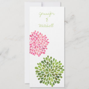 Convite para Blooms de Flor Verde e Rosa de Casame