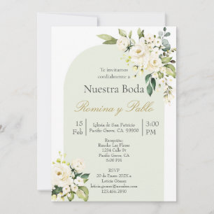 Convite para boda con flor blanca