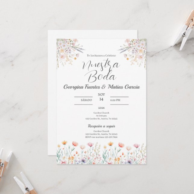 Convite para Boda español (Frente/Verso In Situ)