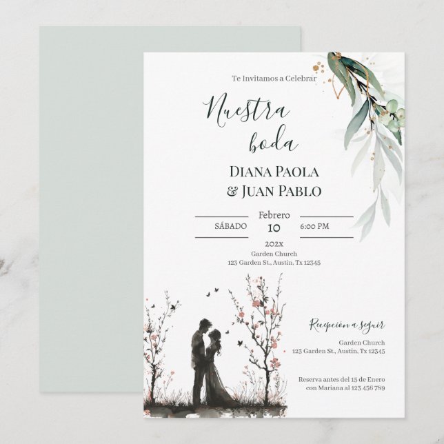 Convite para Boda español (Frente/Verso)