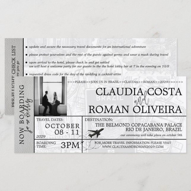 Convite para Boeing no Brasil Branco (Frente/Verso)