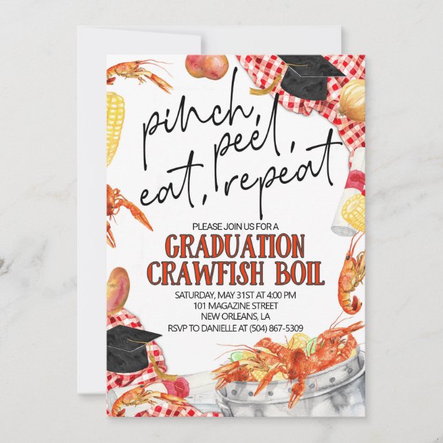 Convite para Boil de Crawfish de Graduação (Frente)