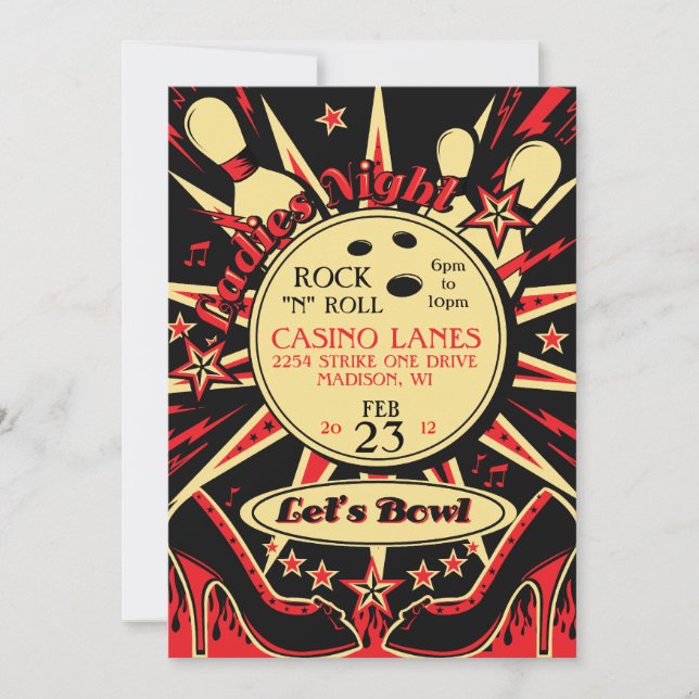 Convite para Boliche de Festa das Senhoras do Rock (Frente)